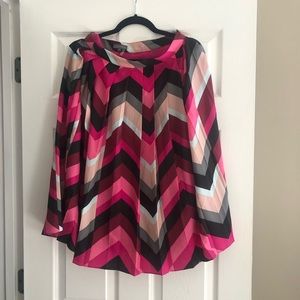 Vince Camuto Pink Black Grey Chevron Pattern Skirt sz. 2 Small